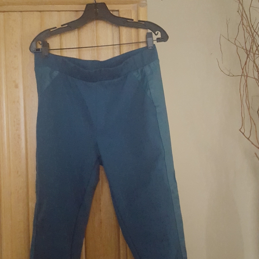 Iman Platinum knit and leather trim pants